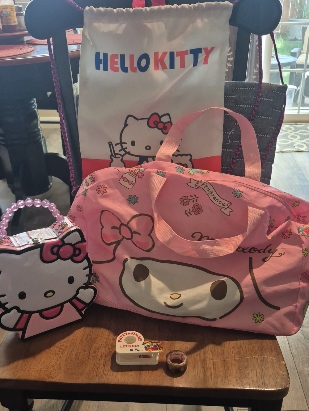 Hello Kitty my MELODY Pink Travel Duffle and Character Drawstring Set
